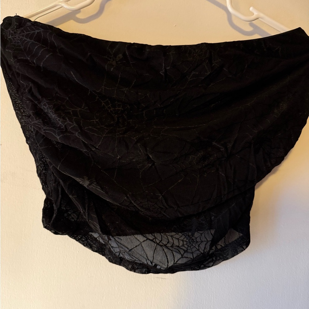 Forest ink black spiderweb strapless top